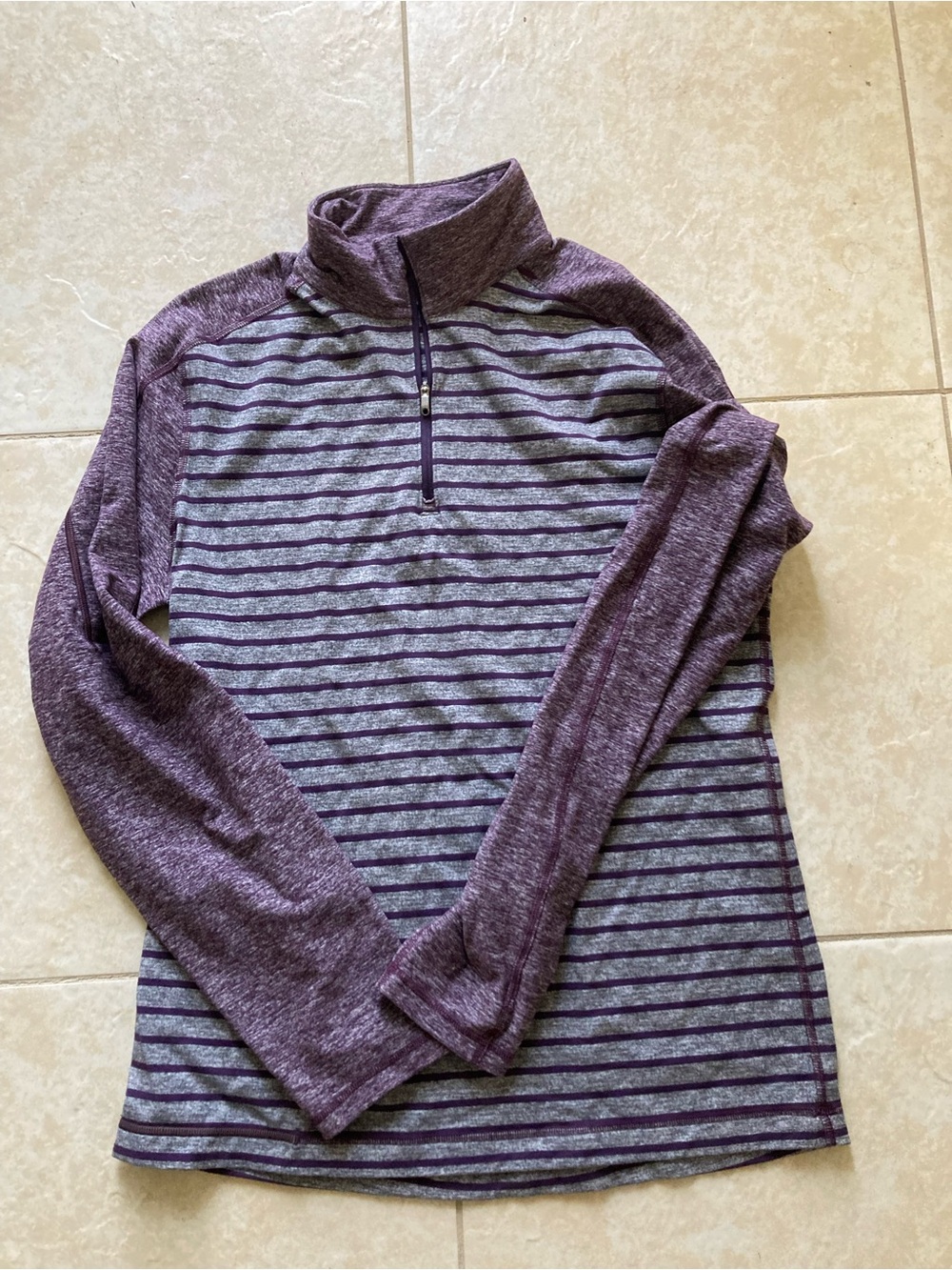 Lululemon Purple Striped Quarter-Zip Sweater